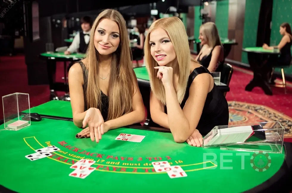 Ruang dealer dan meja permainan kasino live